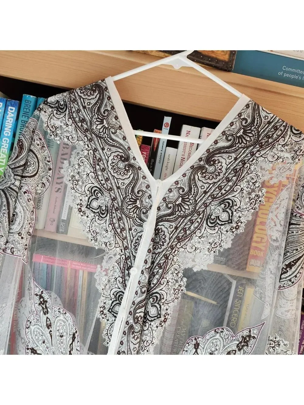 Boho Sheer Paisley Kimono Duster Fringe Hem Lightweight Layering Top